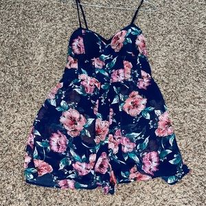 Xhilaration Blue and Pink Floral Romper. Size: Medium